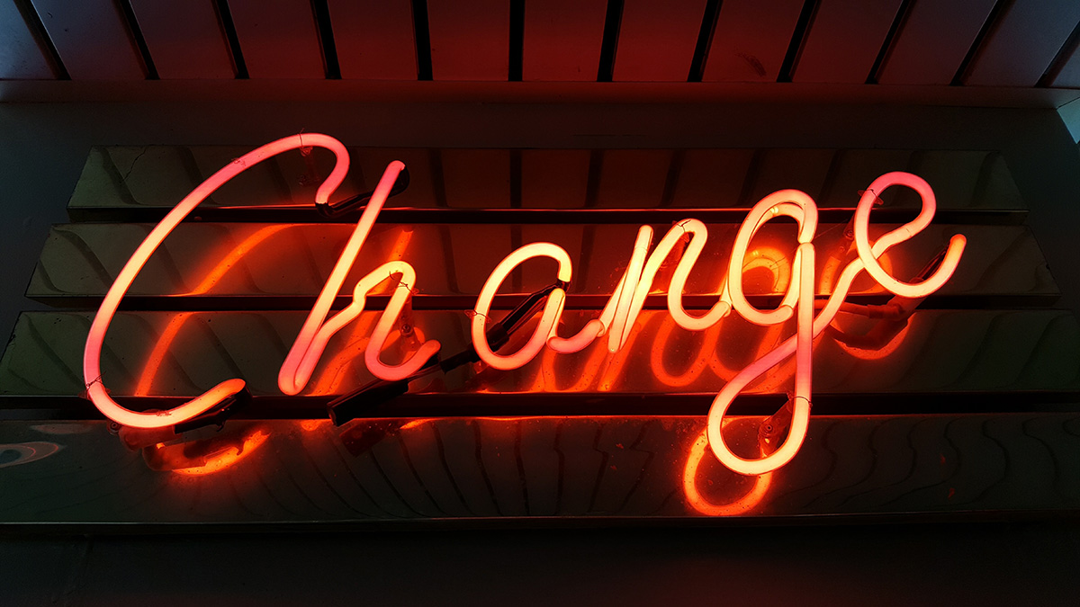 Neon light of word "Change"