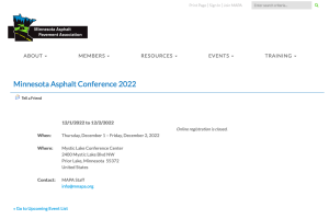 Screen shot of MAPA conference page - before changes